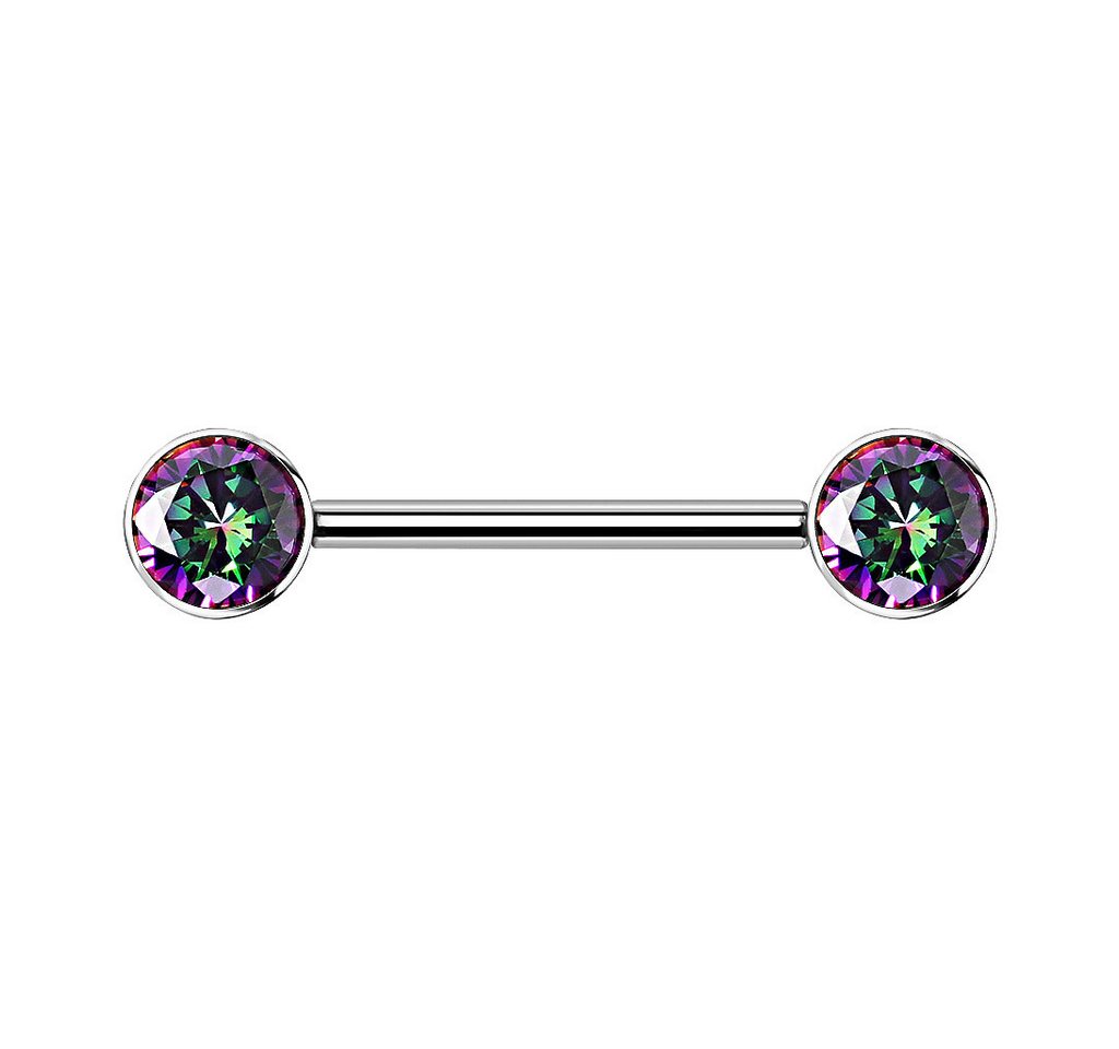 Taffstyle Intimpiercing Intim Titan Brustwarzenpiercing Kristall Regenbogen 1,6mm x 12mm x 5mm (Intimpiercing Ohrpiercing Cartilage Ohr Tragus Helix Lobe Piercing), Nippel Brustwarzenpiercing Implantatqualität Innengewinde Brust Intim von Taffstyle