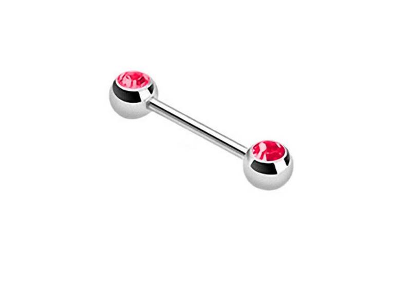 Taffstyle Intimpiercing Intimpiercing Brustwarzen Zwei Kristall Kugel, Brustpiercing Brustwarzen Intimpiercing Nippelpiercing Barbell Nippel von Taffstyle