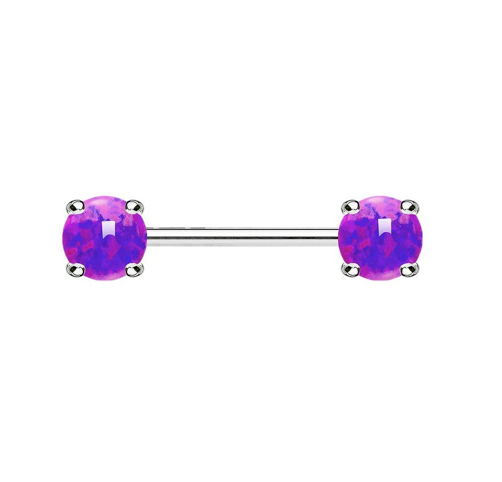 Taffstyle Intimpiercing Intimpiercing Hantel Barbell Brust mit Opal Perlen, Intim Piercing Brustwarzenpiercing Hantel Barbell Brust Perlen Kugeln von Taffstyle