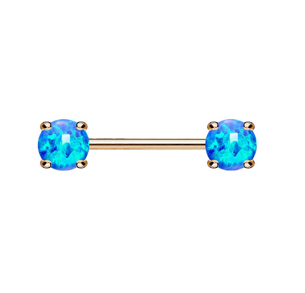 Taffstyle Intimpiercing Intimpiercing IP mit Opal Kugeln Roségold Türkis 1,6mm x 12mm x 5mm (Ohrpiercing Cartilage Ohr Tragus Helix Lobe Piercing), Brustwarzenpiercing Hantel Barbell Brust Nippel Intim Intimpiercing von Taffstyle