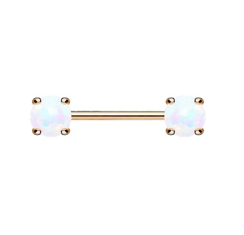 Taffstyle Intimpiercing Intimpiercing IP mit Opal Kugeln Roségold Weiß 1,6mm x 12mm x 5mm (Ohrpiercing Cartilage Ohr Tragus Helix Lobe Piercing), Brustwarzenpiercing Hantel Barbell Brust Nippel Intim Intimpiercing von Taffstyle