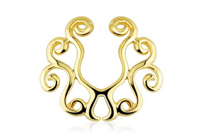 Taffstyle Intimpiercing Intimpiercing Klemmring Tribal Gold plattiert, Intim Brustpiercing Intimpiercing Klemmring Schild Tribal von Taffstyle