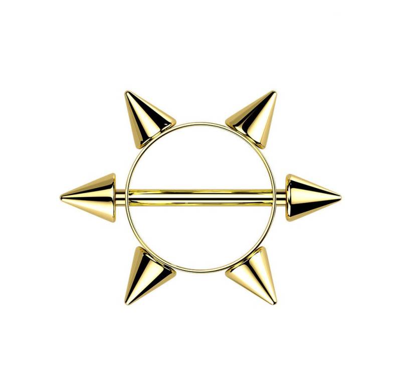 Taffstyle Intimpiercing Intimpiercing Nippel Piercing Barbell Schild Spitzen Spikes Gold (Cartilage Ohr Tragus Helix Lobe Piercing), Brustwarzenpiercing Brust Nippel Intim Intimpiercing Ohrpiercing von Taffstyle