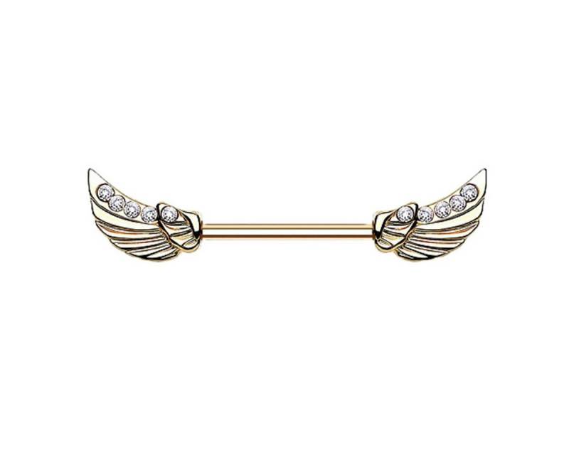 Taffstyle Intimpiercing Intimpiercing Tribal Engelsflügel mit Kristallen, Intim Brustpiercing Brustwarzen Barbell Brust Piercing Schmuck Tribal von Taffstyle