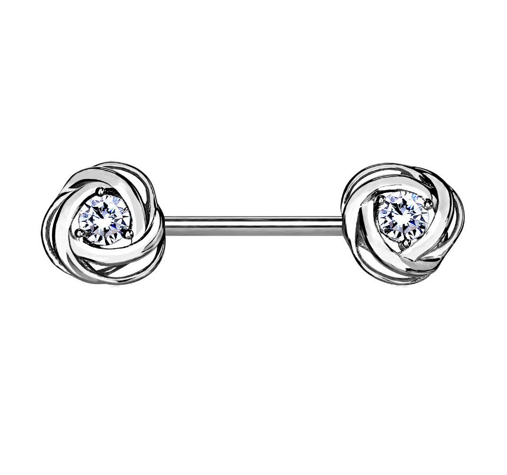 Taffstyle Intimpiercing Nippelpiercing Barbell mit Rosenblüten Kristall Clear 1,6mm x 14mm (Cartilage Ohr Tragus Helix Lobe Piercing), Brustwarzenpiercing Brust Nippel Intim Intimpiercing Ohrpiercing von Taffstyle