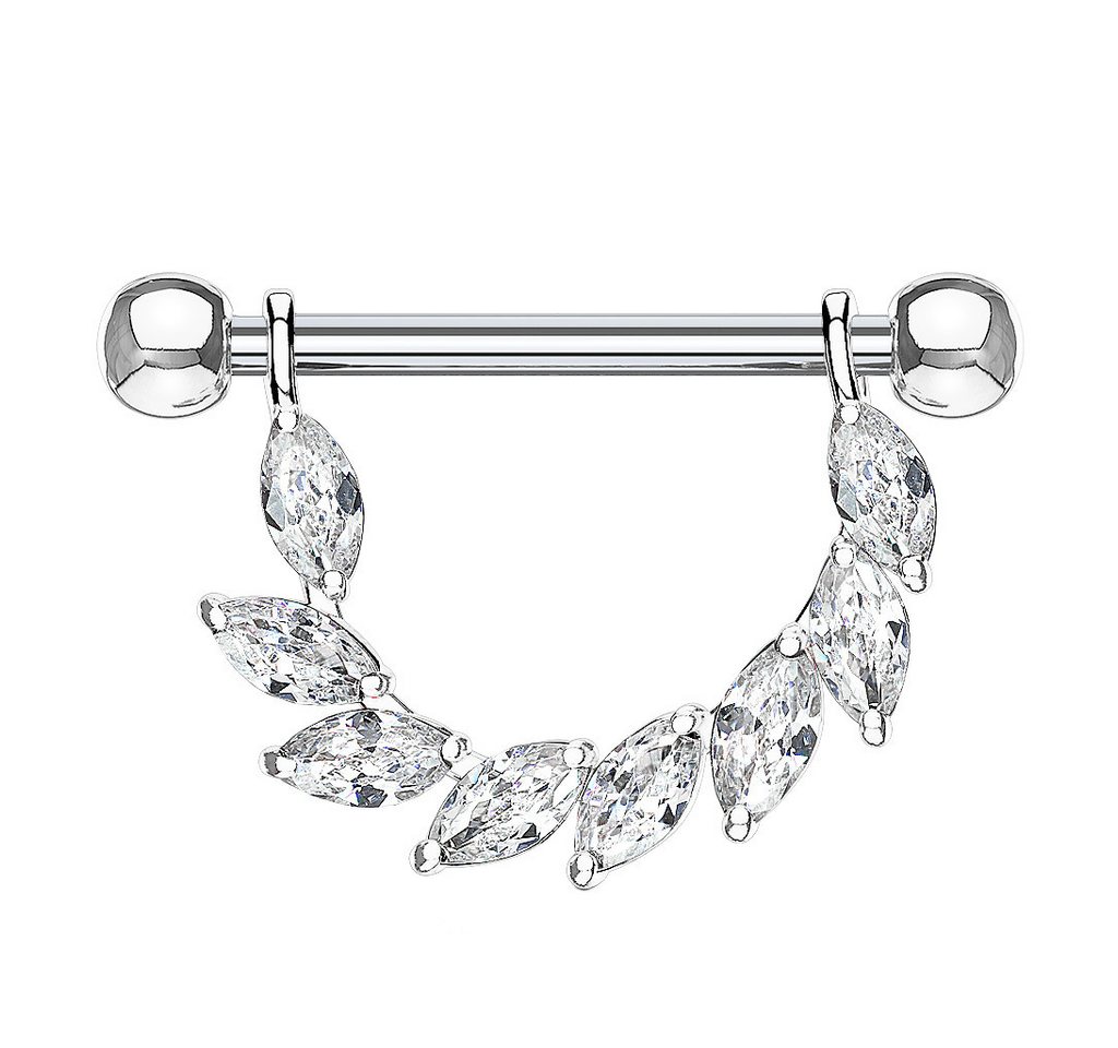 Taffstyle Intimpiercing Nippelpiercing Brustwarzenpiercing Barbell Kristall Blätter Clear (Ohr Tragus Helix Lobe Piercing), Beweglich Brust Nippel Intim Intimpiercing Ohrpiercing Cartilage von Taffstyle