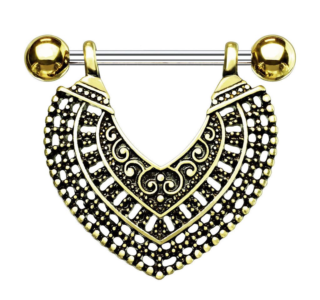 Taffstyle Intimpiercing Nippelpiercing Herz beweglich Ornament Chirurgenstahl Gold (Ohrpiercing Cartilage Tragus Helix Lobe Piercing), Brustwarzenpiercing Beweglich Brust Nippel Intim Intimpiercing Ohr von Taffstyle