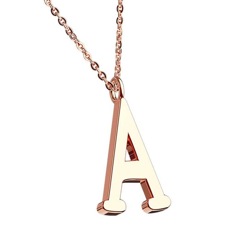 Taffstyle Kette mit Anhänger Damen Halskette Buchstabe Anhänger Kette Roségold Vergoldet A-Z (Elegante Letter Halskette A–Z in Rotgold Optik – Geschenkidee Damen), Rose Gold Modern Letter Alphabet Motiv Geschenke Frauen Geburtstag von Taffstyle