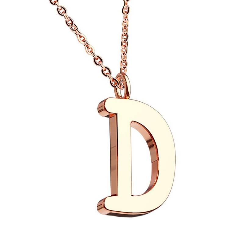 Taffstyle Kette mit Anhänger Damen Halskette Buchstabe Anhänger Kette Roségold Vergoldet A-Z (Elegante Letter Halskette A–Z in Rotgold Optik – Geschenkidee Damen), Rose Gold Modern Letter Schlicht Motiv Geschenke Frauen Geburtstag von Taffstyle