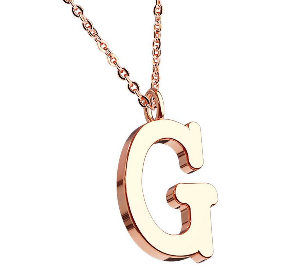 Taffstyle Kette mit Anhänger Damen Halskette Kette Buchstabe Anhänger Roségold Vergoldet Rotgold G, Rose Gold Modern Letter Schlicht Motiv Geschenke Frauen Geburtstag von Taffstyle