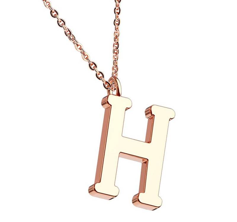Taffstyle Kette mit Anhänger Damen Halskette Buchstabe Anhänger Kette Roségold Vergoldet A-Z (Elegante Letter Halskette A–Z in Rotgold Optik – Geschenkidee Damen), Rose Gold Modern Letter Schlicht Motiv Geschenke Frauen Geburtstag von Taffstyle