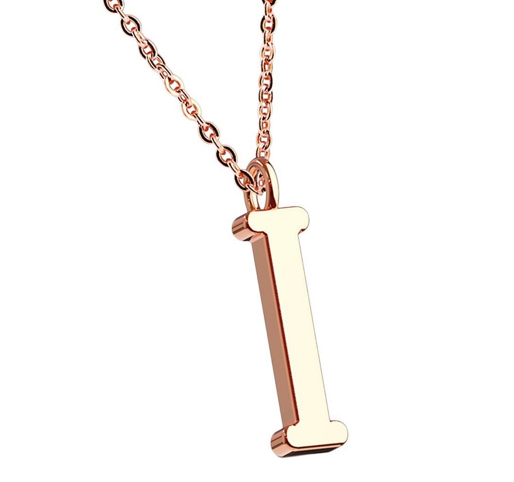 Taffstyle Kette mit Anhänger Damen Halskette Kette Buchstabe Anhänger Roségold Vergoldet Rotgold I, Rose Gold Modern Letter Schlicht Motiv Geschenke Frauen Geburtstag von Taffstyle