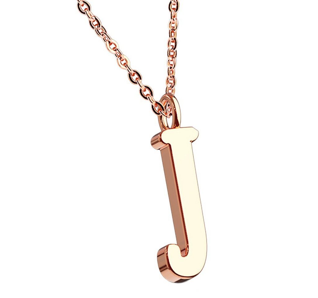 Taffstyle Kette mit Anhänger Damen Halskette Kette Buchstabe Anhänger Roségold Vergoldet Rotgold J, Rose Gold Modern Letter Schlicht Motiv Geschenke Frauen Geburtstag von Taffstyle