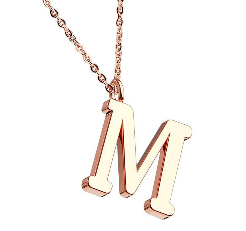Taffstyle Kette mit Anhänger Damen Halskette Buchstabe Anhänger Kette Roségold Vergoldet A-Z (Elegante Letter Halskette A–Z in Rotgold Optik – Geschenkidee Damen), Rose Gold Modern Letter Schlicht Motiv Geschenke Frauen Geburtstag von Taffstyle