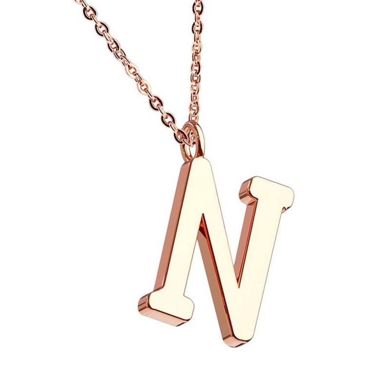 Taffstyle Kette mit Anhänger Damen Halskette Buchstabe Anhänger Kette Roségold Vergoldet A-Z (Elegante Letter Halskette A–Z in Rotgold Optik – Geschenkidee Damen), Rose Gold Modern Letter Schlicht Motiv Geschenke Frauen Geburtstag von Taffstyle