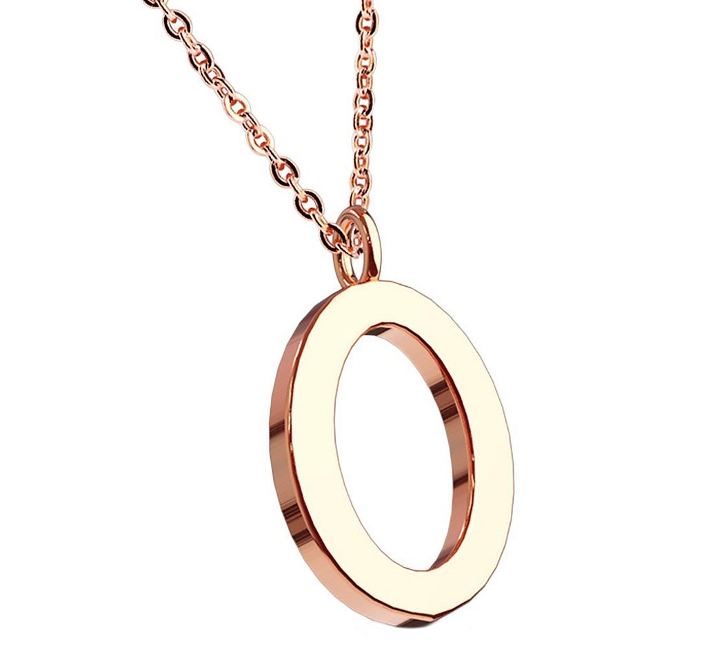 Taffstyle Kette mit Anhänger Damen Halskette Kette Buchstabe Anhänger Roségold Vergoldet Rotgold O, Rose Gold Modern Letter Schlicht Motiv Geschenke Frauen Geburtstag von Taffstyle