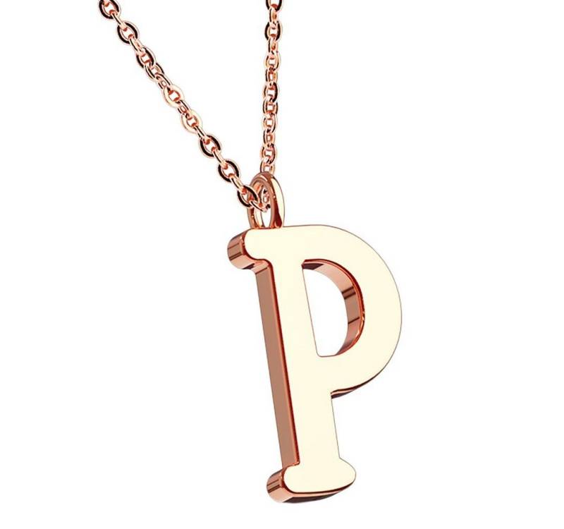 Taffstyle Kette mit Anhänger Damen Halskette Buchstabe Anhänger Kette Roségold Vergoldet A-Z (Elegante Letter Halskette A–Z in Rotgold Optik – Geschenkidee Damen), Rose Gold Modern Letter Schlicht Motiv Geschenke Frauen Geburtstag von Taffstyle