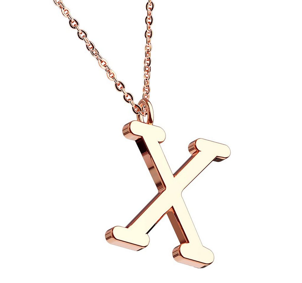 Taffstyle Kette mit Anhänger Damen Halskette Kette Buchstabe Anhänger Roségold Vergoldet Rotgold X, Rose Gold Modern Letter Schlicht Motiv Geschenke Frauen Geburtstag von Taffstyle