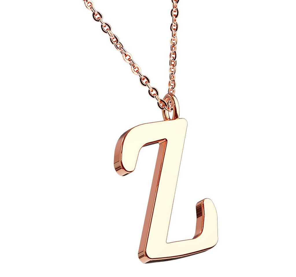 Taffstyle Kette mit Anhänger Damen Halskette Kette Buchstabe Anhänger Roségold Vergoldet Rotgold Z, Rose Gold Modern Letter Schlicht Motiv Geschenke Frauen Geburtstag von Taffstyle