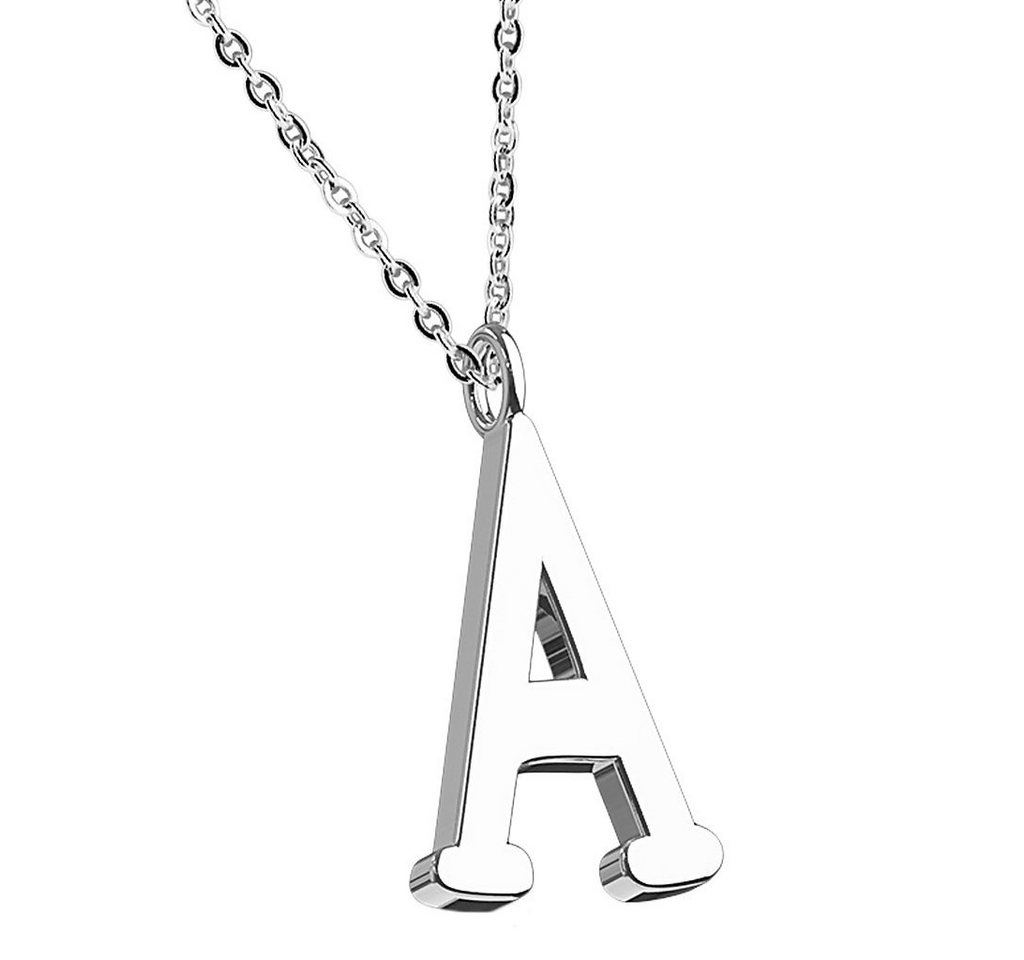 Taffstyle Kette mit Anhänger Damen Halskette Kette Buchstabe Anhänger Silber Schlicht Dezent A, Silberkette Modern Letter Alphabet Motiv Geschenke Frauen Geburtstag von Taffstyle