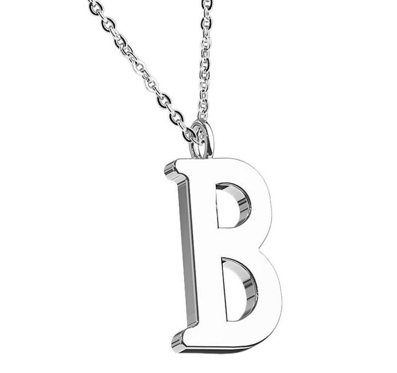 Taffstyle Kette mit Anhänger Damen Halskette Kette Buchstabe Anhänger Silber Schlicht Dezent B, Silberkette Modern Letter Alphabet Motiv Geschenke Frauen Geburtstag von Taffstyle