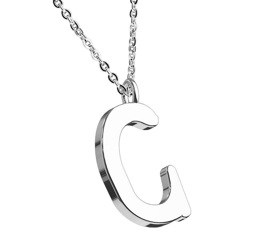 Taffstyle Kette mit Anhänger Damen Halskette Kette Buchstabe Anhänger Silber Schlicht Dezent C, Silberkette Modern Letter Alphabet Motiv Geschenke Frauen Geburtstag von Taffstyle