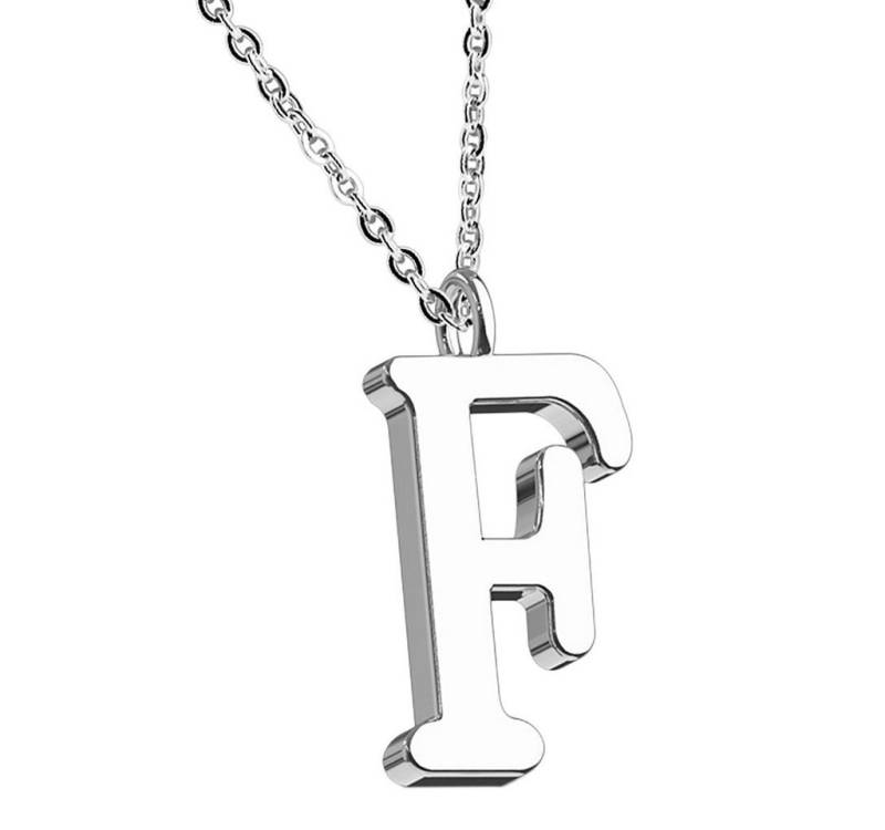 Taffstyle Kette mit Anhänger Damen Halskette Kette Buchstabe Anhänger Silber Schlicht Dezent F, Silberkette Modern Letter Alphabet Motiv Geschenke Frauen Geburtstag von Taffstyle