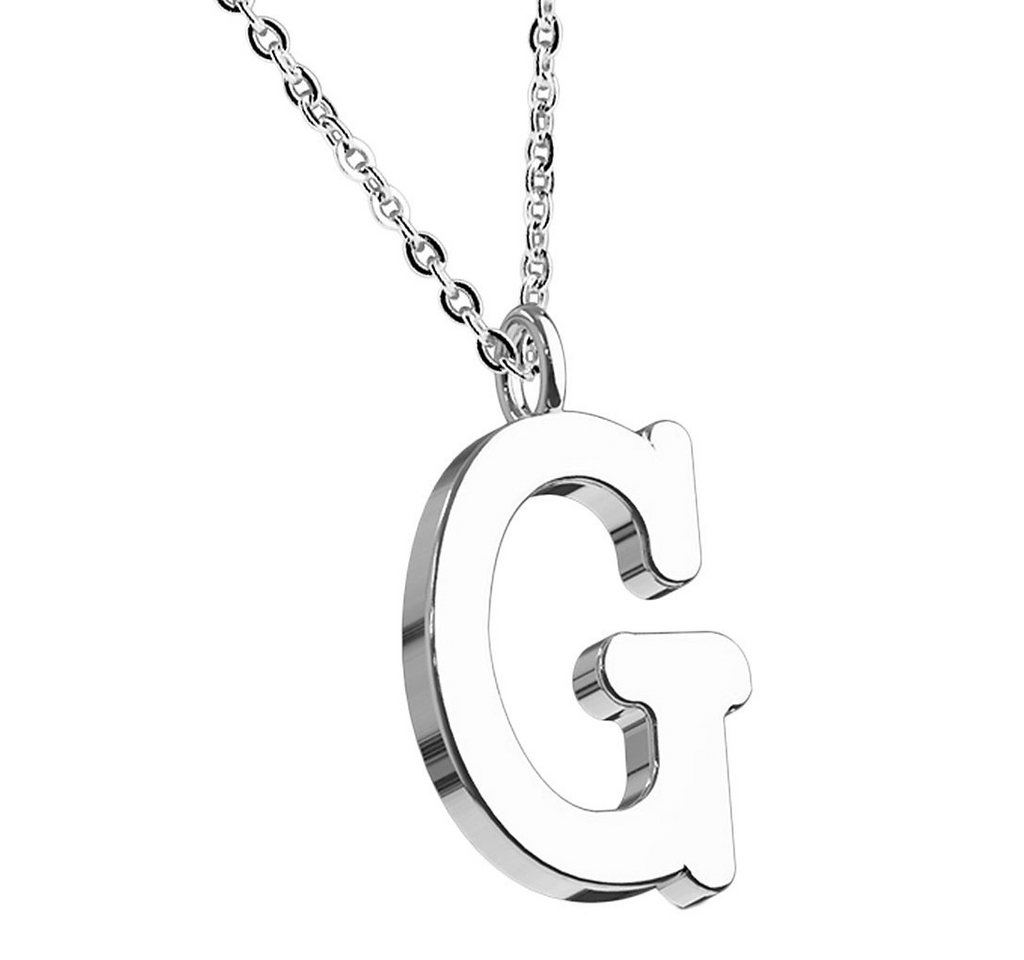 Taffstyle Kette mit Anhänger Damen Halskette Kette Buchstabe Anhänger Silber Schlicht Dezent G, Silberkette Modern Letter Alphabet Motiv Geschenke Frauen Geburtstag von Taffstyle