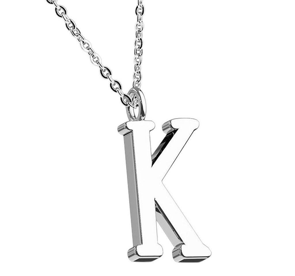 Taffstyle Kette mit Anhänger Damen Halskette Kette Buchstabe Anhänger Silber Schlicht Dezent K, Silberkette Modern Letter Alphabet Motiv Geschenke Frauen Geburtstag von Taffstyle