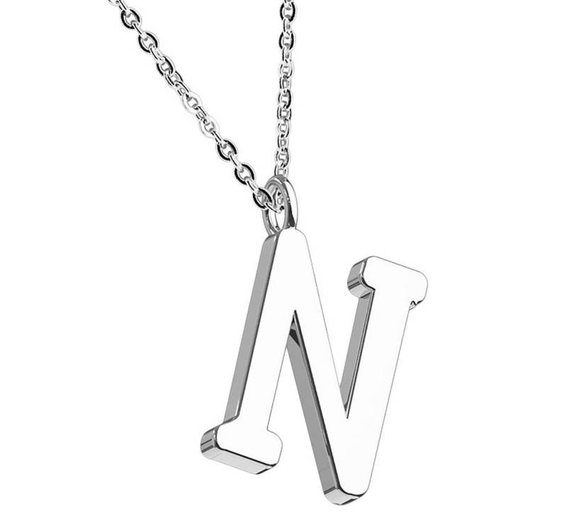Taffstyle Kette mit Anhänger Damen Halskette Kette Buchstabe Anhänger Silber Schlicht Dezent N, Silberkette Modern Letter Alphabet Motiv Geschenke Frauen Geburtstag von Taffstyle