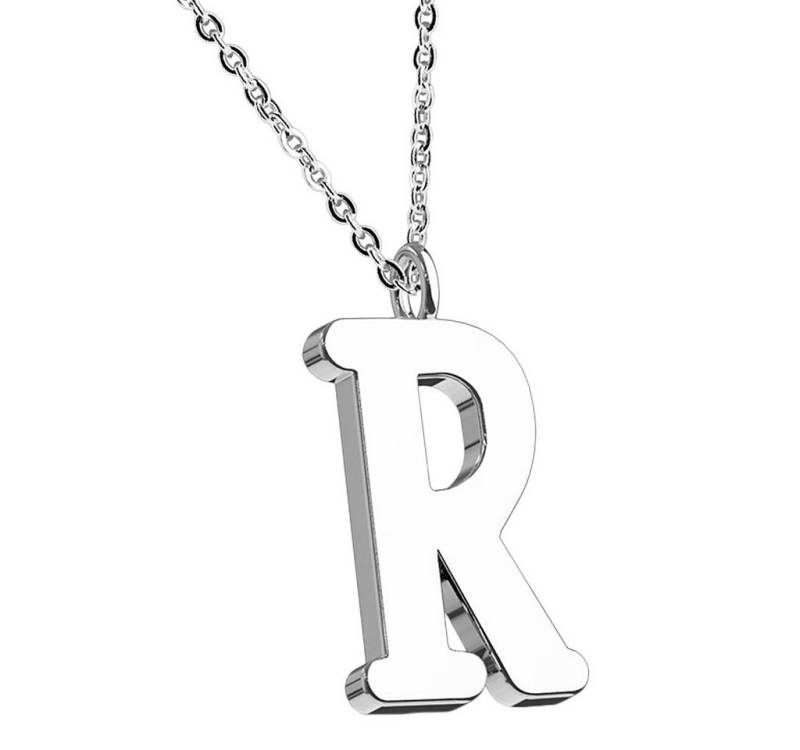 Taffstyle Kette mit Anhänger Damen Halskette Kette Buchstabe Anhänger Silber Schlicht Dezent R, Silberkette Modern Letter Alphabet Motiv Geschenke Frauen Geburtstag von Taffstyle