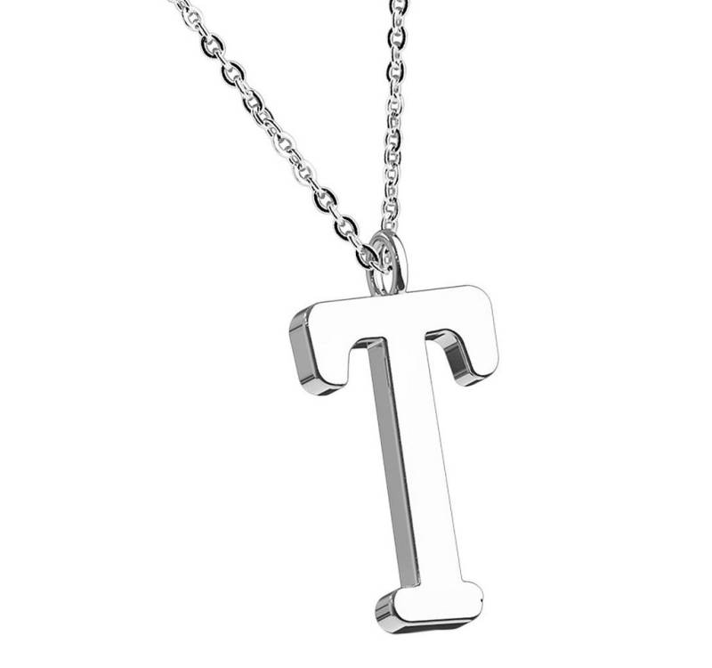 Taffstyle Kette mit Anhänger Damen Halskette Kette Buchstabe Anhänger Silber Schlicht Dezent T, Silberkette Modern Letter Alphabet Motiv Geschenke Frauen Geburtstag von Taffstyle