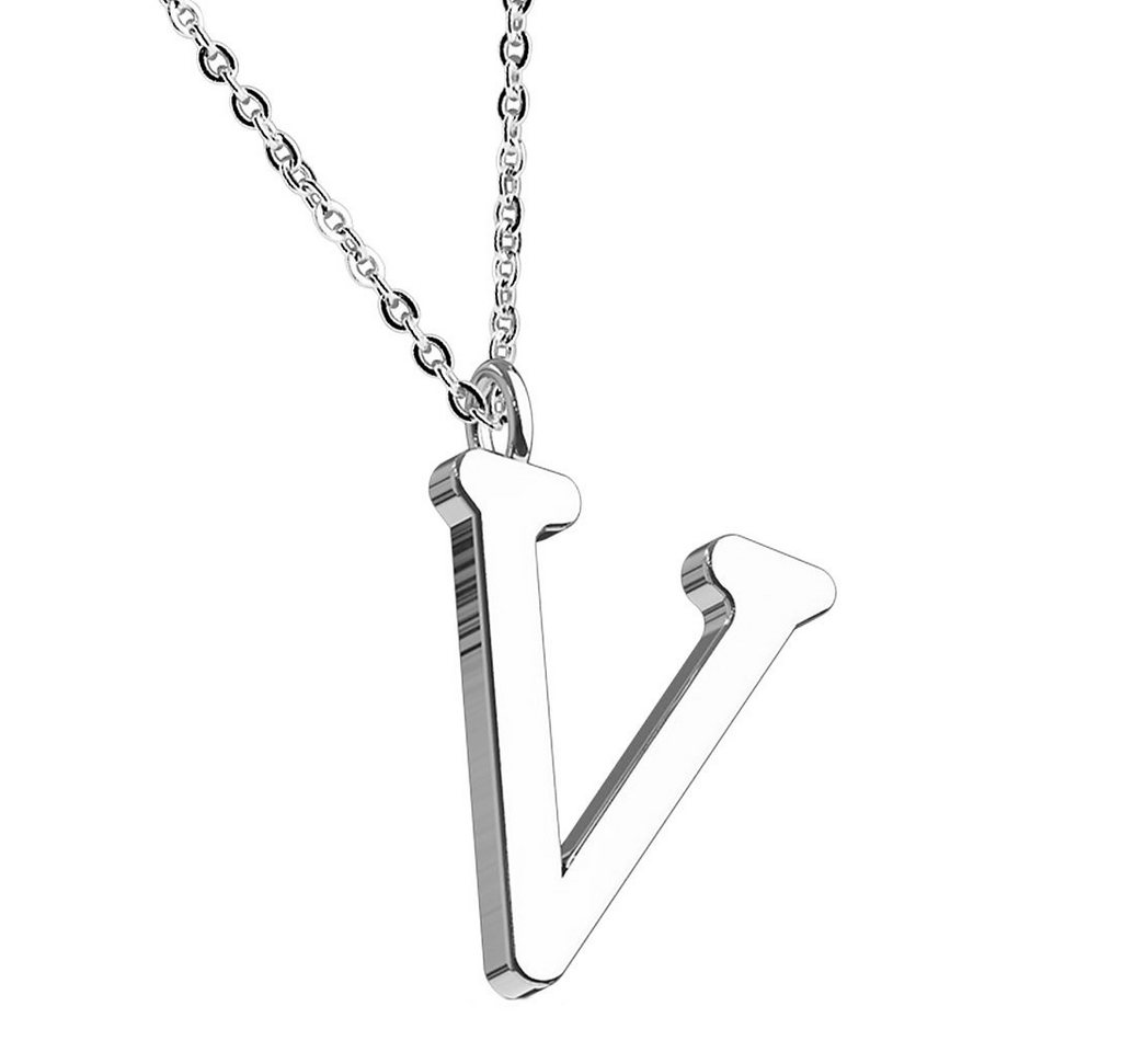 Taffstyle Kette mit Anhänger Damen Halskette Kette Buchstabe Anhänger Silber Schlicht Dezent V, Silberkette Modern Letter Alphabet Motiv Geschenke Frauen Geburtstag von Taffstyle