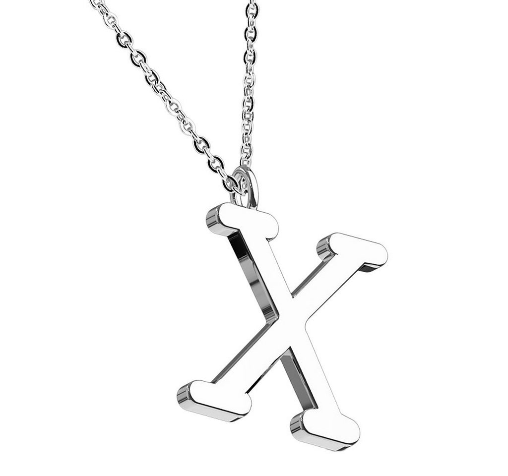 Taffstyle Kette mit Anhänger Damen Halskette Kette Buchstabe Anhänger Silber Schlicht Dezent X, Silberkette Modern Letter Alphabet Motiv Geschenke Frauen Geburtstag von Taffstyle