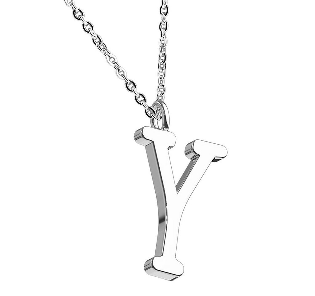 Taffstyle Kette mit Anhänger Damen Halskette Kette Buchstabe Anhänger Silber Schlicht Dezent Y, Silberkette Modern Letter Alphabet Motiv Geschenke Frauen Geburtstag von Taffstyle