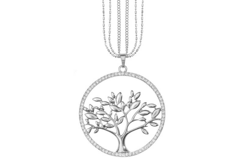 Taffstyle Kette mit Anhänger Damen Halskette mit Lebensbaum Anhänger Glitzer Kristall Lang Silber, Kette Strass Steinen Groß Baum des Lebens Geschenke Frauen Geburtstag von Taffstyle