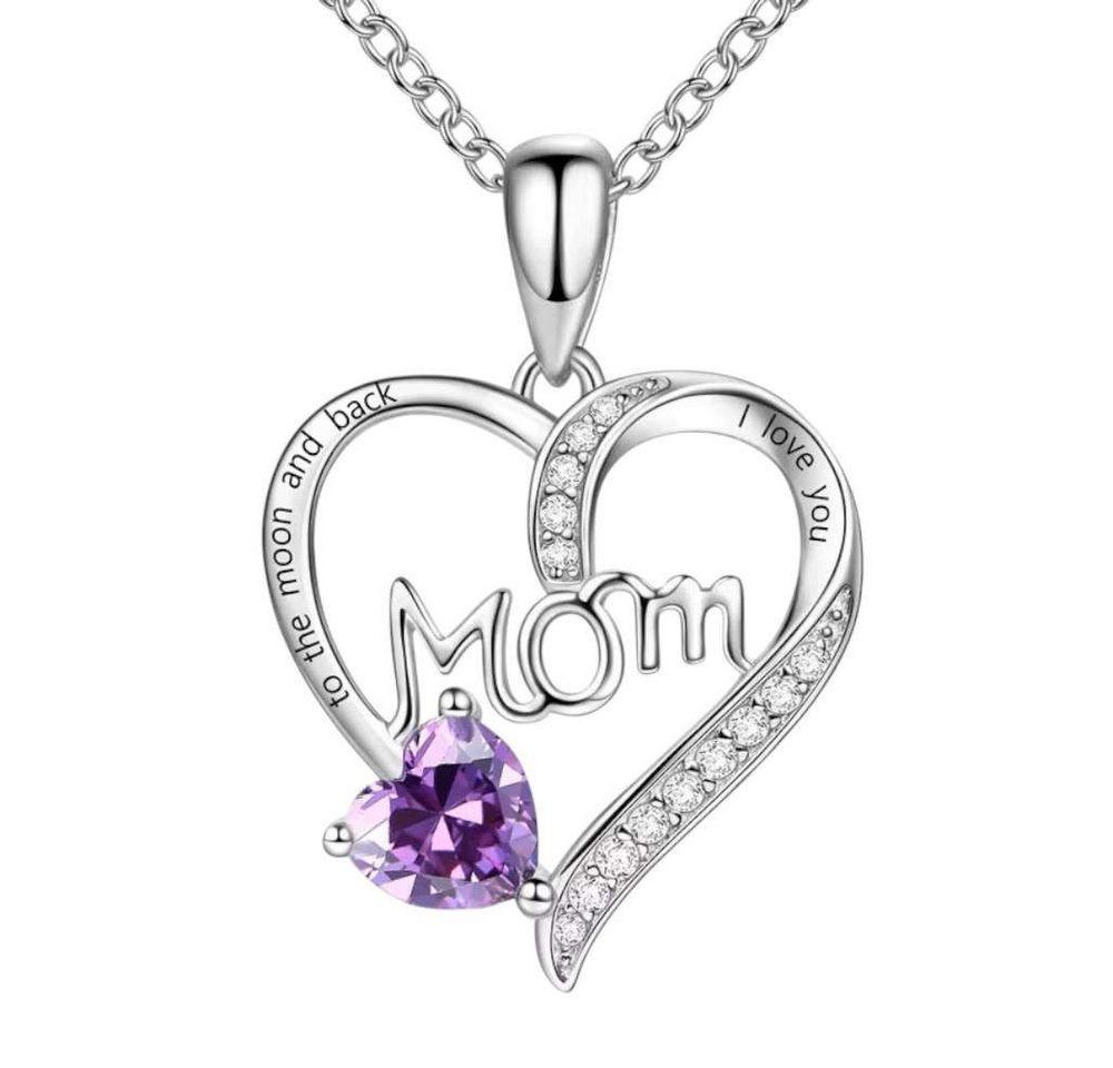 Taffstyle Kette mit Anhänger Damen Herzkette Herzanhänger Mom Inschrift und Kristall Herz (Liebevoller Mom Herzanhänger an eleganter Kette ideal als Geschenkidee), Geschenke für Frauen von Taffstyle