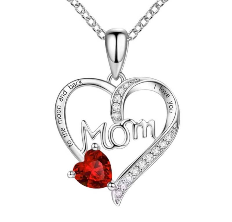 Taffstyle Kette mit Anhänger Damen Herzkette Herzanhänger Mom Inschrift und Kristall Herz (Liebevoller Mom Herzanhänger an eleganter Kette ideal als Geschenkidee), Geschenke für Frauen von Taffstyle