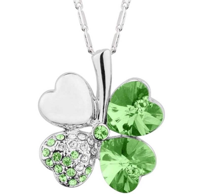 Taffstyle Kette mit Anhänger Glückskette Halskette Kristall Kleeblatt Zirkonia Weißgold vergoldet (Edler Glücksanhänger mit funkelnden Kristall Steinen in einer Geschenkverpackung), Geschenkidee für Frauen von Taffstyle