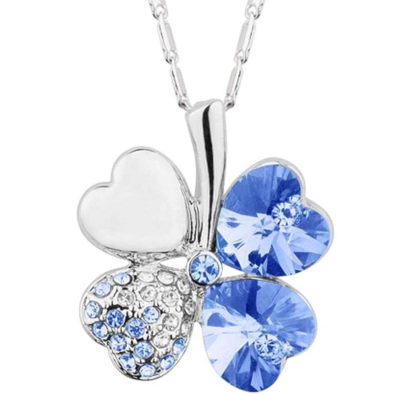 Taffstyle Kette mit Anhänger Glückskette Halskette Kristall Kleeblatt Zirkonia Weißgold vergoldet (Edler Glücksanhänger mit funkelnden Kristall Steinen in einer Geschenkverpackung), Geschenkidee für Frauen von Taffstyle