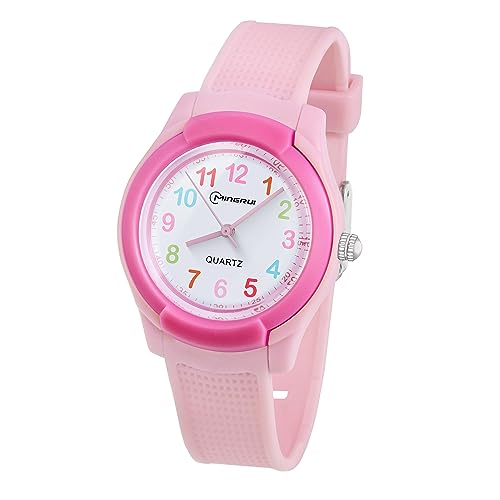 Taffstyle Kinder Armbanduhr Silikon Gummi Sportuhr Analog Quarz Bunte Sport Uhr Farbige Kinderuhr Mädchen Junge Lernuhr Rosa von Taffstyle