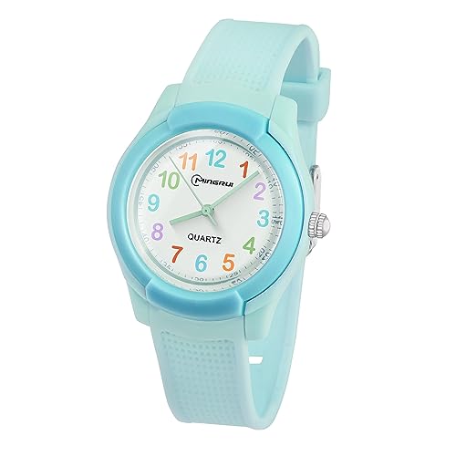 Taffstyle Kinder Armbanduhr Silikon Gummi Sportuhr Analog Quarz Bunte Sport Uhr Farbige Kinderuhr Mädchen Junge Lernuhr Türkis von Taffstyle