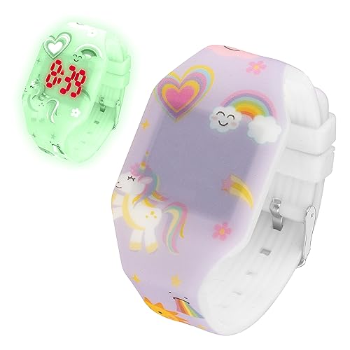 Taffstyle Kinder Armbanduhr Silikon Sportuhr Einhorn Unicorn Pferd Digital LED Uhr Fluoreszierend Bunte Sport Farbige Kinderuhr Mädchen Lernuhr Rosa Blau Mädchenuhr Modell 1 von Taffstyle