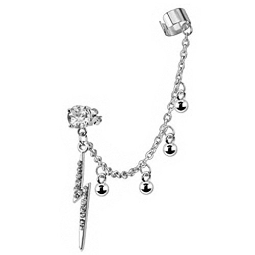 Taffstyle Knorpel Cartilage Ohrklemme Ohrstecker Ohrmanschette Ohrringe Schmuck Helix Piercing ear Cuff mit Glitzer Strass Kristall Blitz Clear von Taffstyle