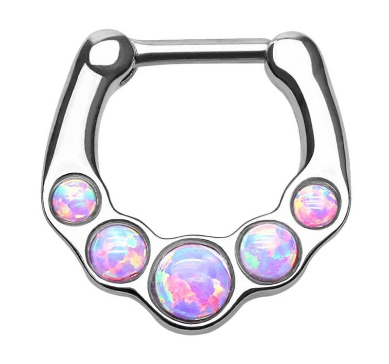 Taffstyle Nasenpiercing Piercing Septum Schild Clicker Ring 5 Opal Steine, Universal Piercing Septum Nase Lippe Ohr Helix Tragus Schild Clicker Taffstyle Nasenpiercing Piercing Septum Schild Clicker Ring 5 Opal Steine, Universal Piercing Septum Nase Lippe Ohr Helix Tragus Schild Clicker von Taffstyle