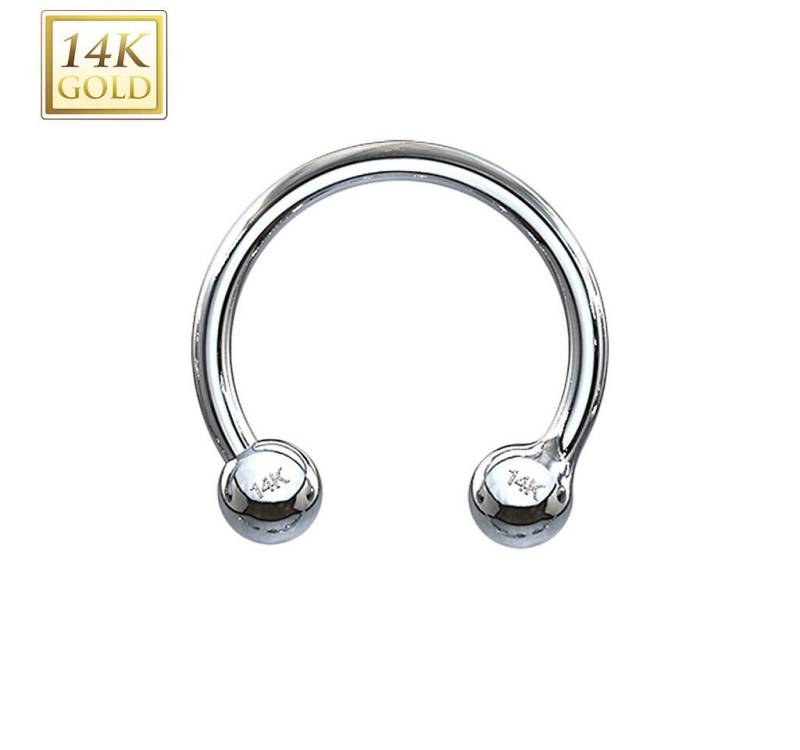 Taffstyle Nasenpiercing 14K Echt 585 Weißgold Hufeisen Horseshoe Septum 1,2mm x 8mm x 3mm (Cartilage Helix Orbital Brust Intim Ring Lippenbädchen), Ohr Lippen Piercing Nasenpiercing Lippenpiercing Ohrpiercing Tragus von Taffstyle
