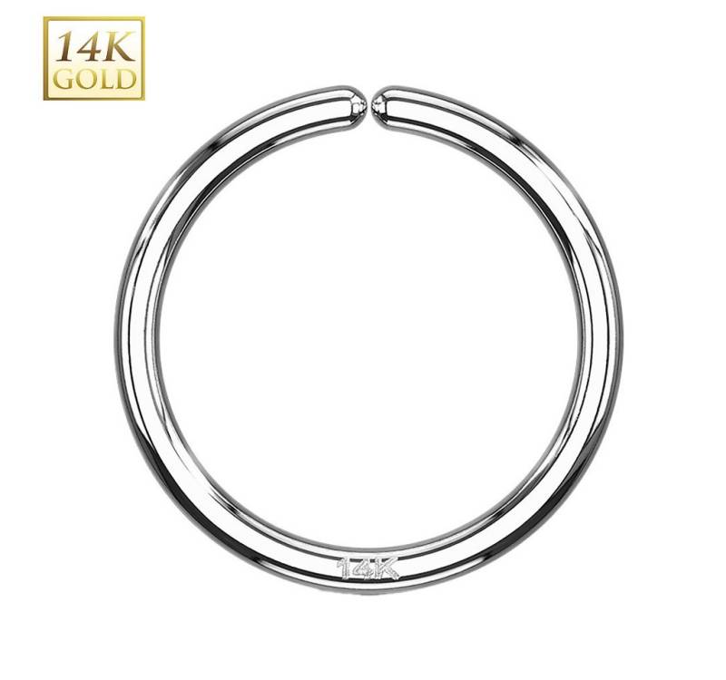 Taffstyle Nasenpiercing 14K Echt Gold Tragus Septum Ohr Piercing Ring Weißgold 0,8mm x 6mm (Helix Orbital Brust Intim Piercing Ring Lippenbädchen Lippenpiercing), Continuous Nasenpiercing Nasenring Nase Ohrpiercing Cartilage Tragus von Taffstyle