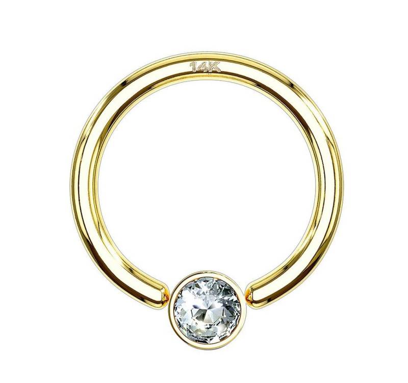 Taffstyle Nasenpiercing 585er Gold 14 KT Tragus Ohr Septum Intim Piercing, BCR Piercing Klemmring Ring Kristall Helix Tragus Intim Intimpiercing von Taffstyle