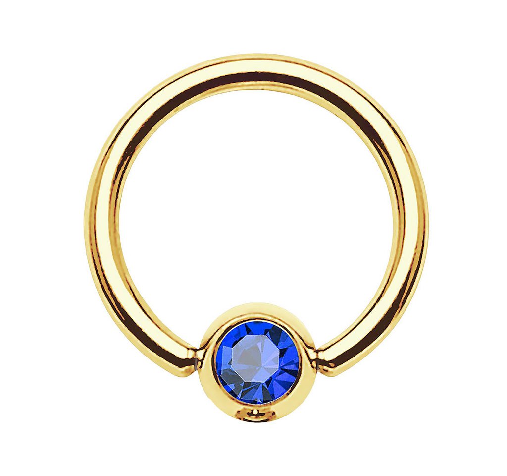 Taffstyle Nasenpiercing BCR Klemmring Tragus Universal Ring Gold Blau 1,2mm x 8mm x 3mm (Cartilage Helix Orbital Brust Intim Piercing Lippenbädchen Lippen), Intimpiercing vergoldet Nasenpiercing Nasenring Nase Ohrpiercing Ohr von Taffstyle