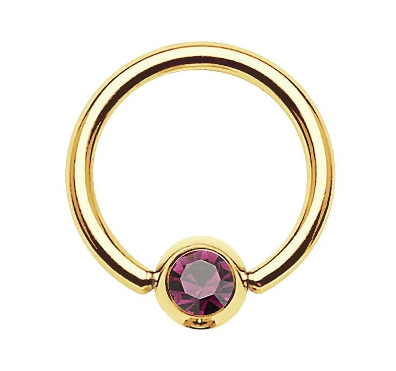 Taffstyle Nasenpiercing BCR Klemmring Tragus Universal Ring Gold Lila 1,2mm x 8mm x 3mm (Cartilage Helix Orbital Brust Intim Piercing Lippenbädchen Lippen), Intimpiercing vergoldet Nasenpiercing Nasenring Nase Ohrpiercing Ohr von Taffstyle